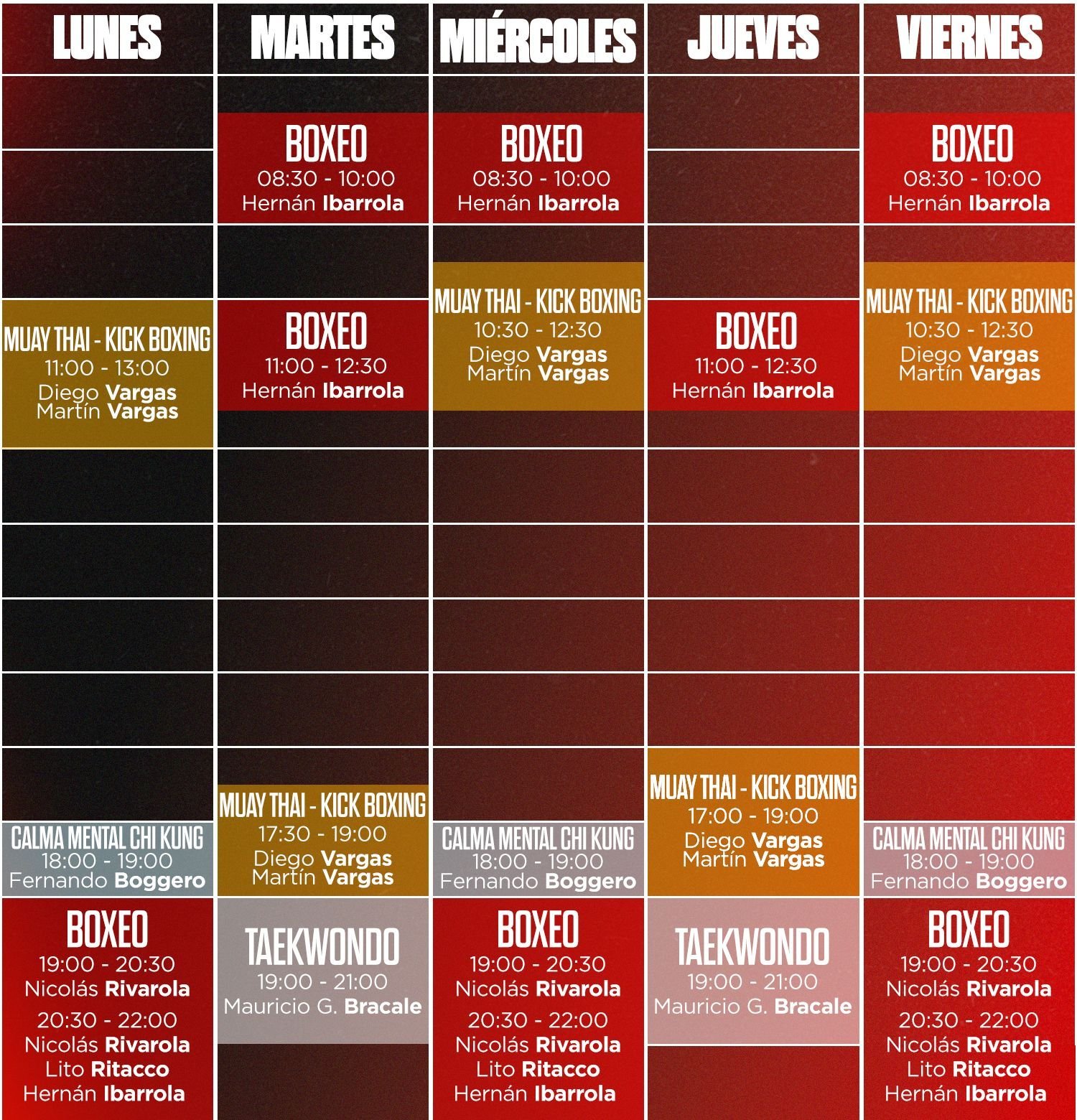 ¡NUEVA GRILLA DEL GIMNASIO!